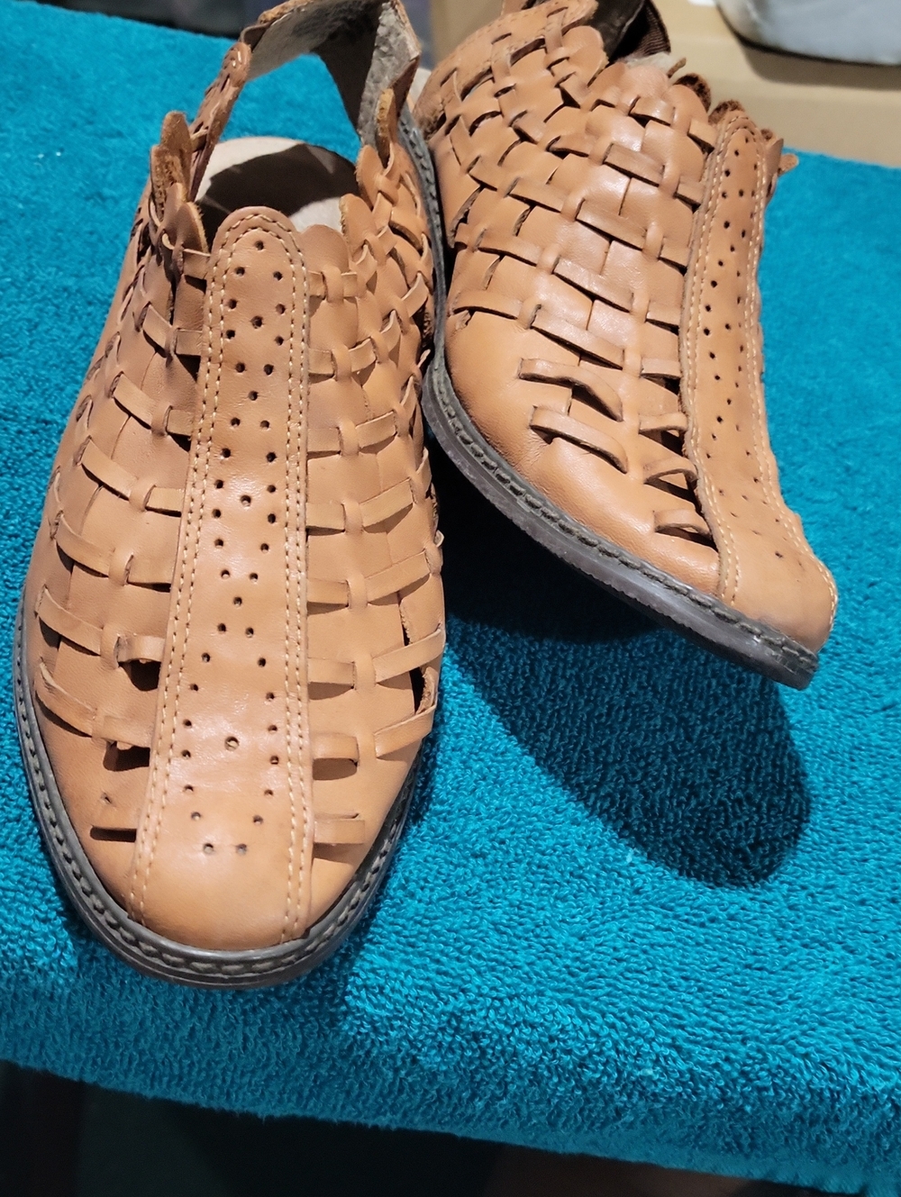 Woven Leather Women’s Sandals in Tan